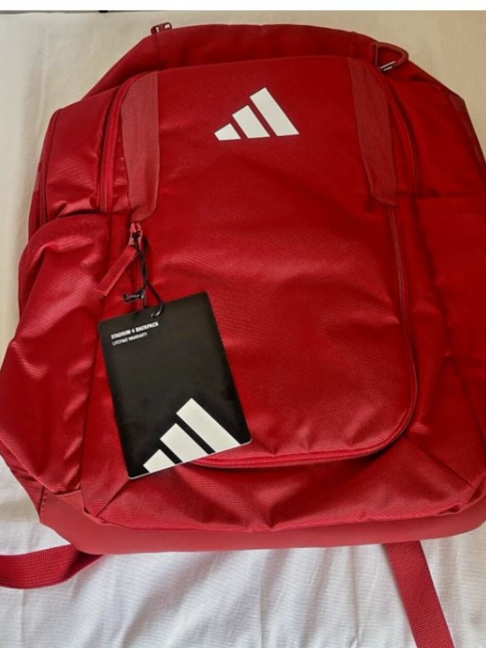 ADIDAS Stadium 4 Soccer Backpack Red JJ7725 Ball Pocket Sports Gear Bag